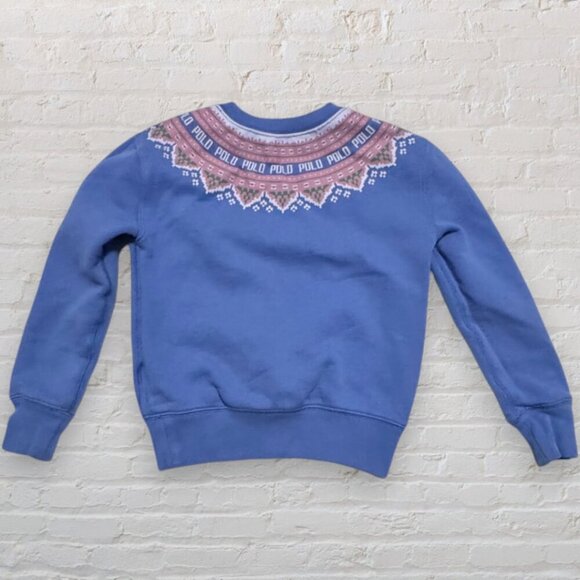 POLO Ralph Lauren Fair Isle Pink Purple Crew Neck Sweatshirt Retro Top Girls S 7 - Picture 5 of 7